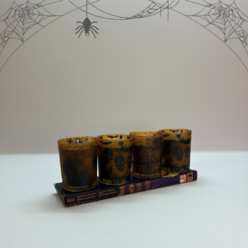Haunted Glow Candle Set – σετ 4 γυάλινων ποτηριών με μαύρα κεριά