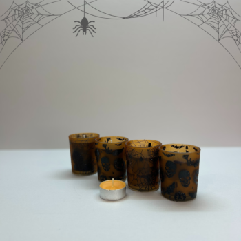 Σετ 4 μαύρων κεριών με επιπλέον πορτοκαλί ρεσώ Candle Tales