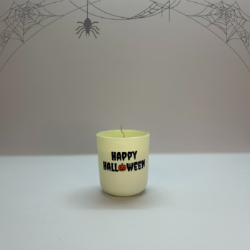 Happy Halloween Candle – κερί σόγιας σε ιβουάρ βαζάκι με spooky σχέδιο