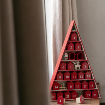 Wooden Christmas tree advent calendar with drawers