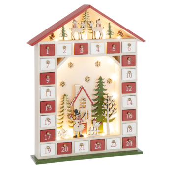 Wooden Christmas Advent Calendar with lights