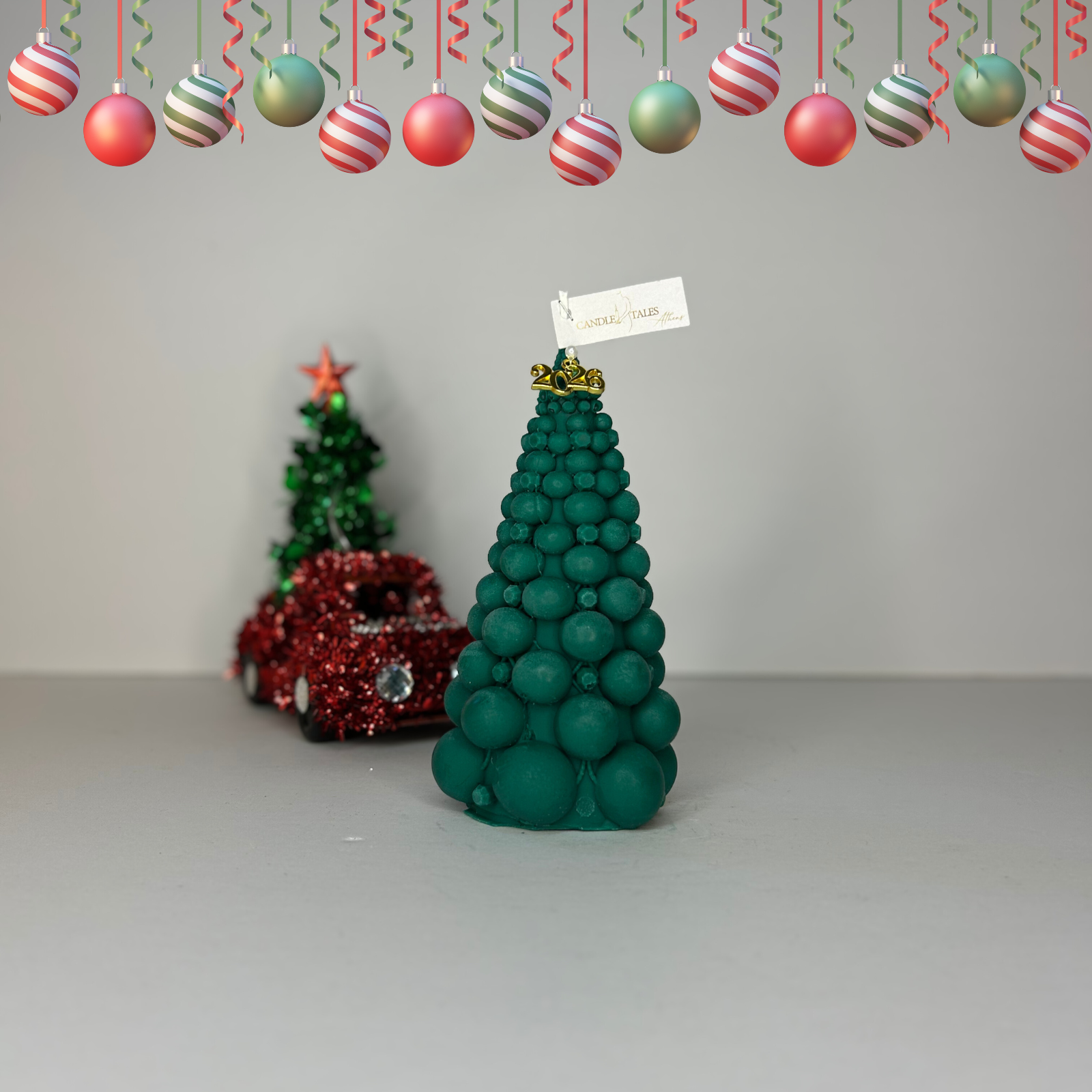 2 Χριστουγεννιάτικο κερί Bubble Tree πράσινο Candle Tales