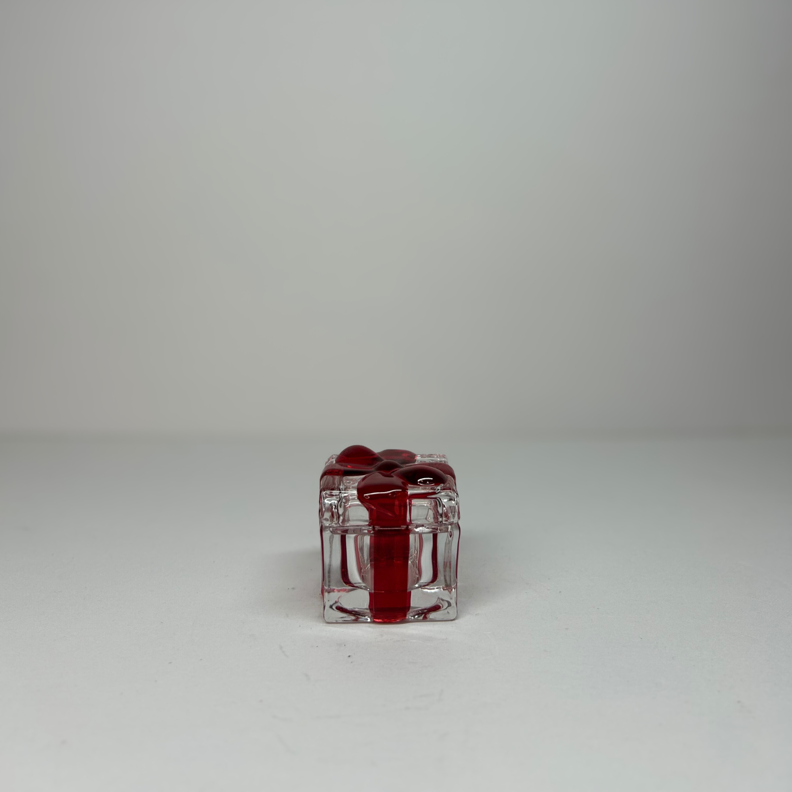 2 Christmas glass candle holder red ribbon