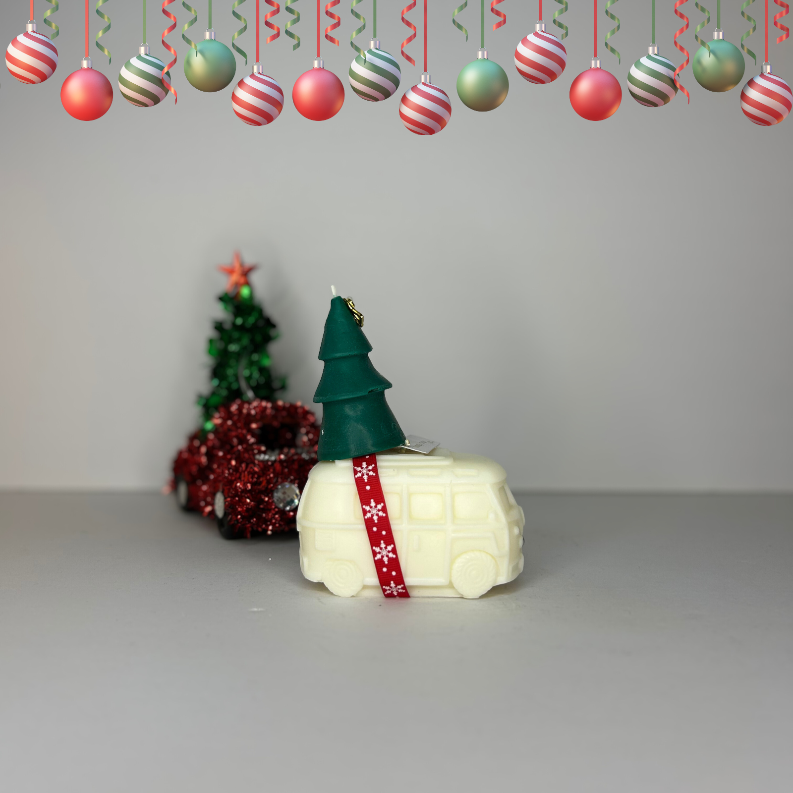 4 Χειροποίητο κερί βανάκι με πράσινο χριστουγεννιάτικο δέντρο