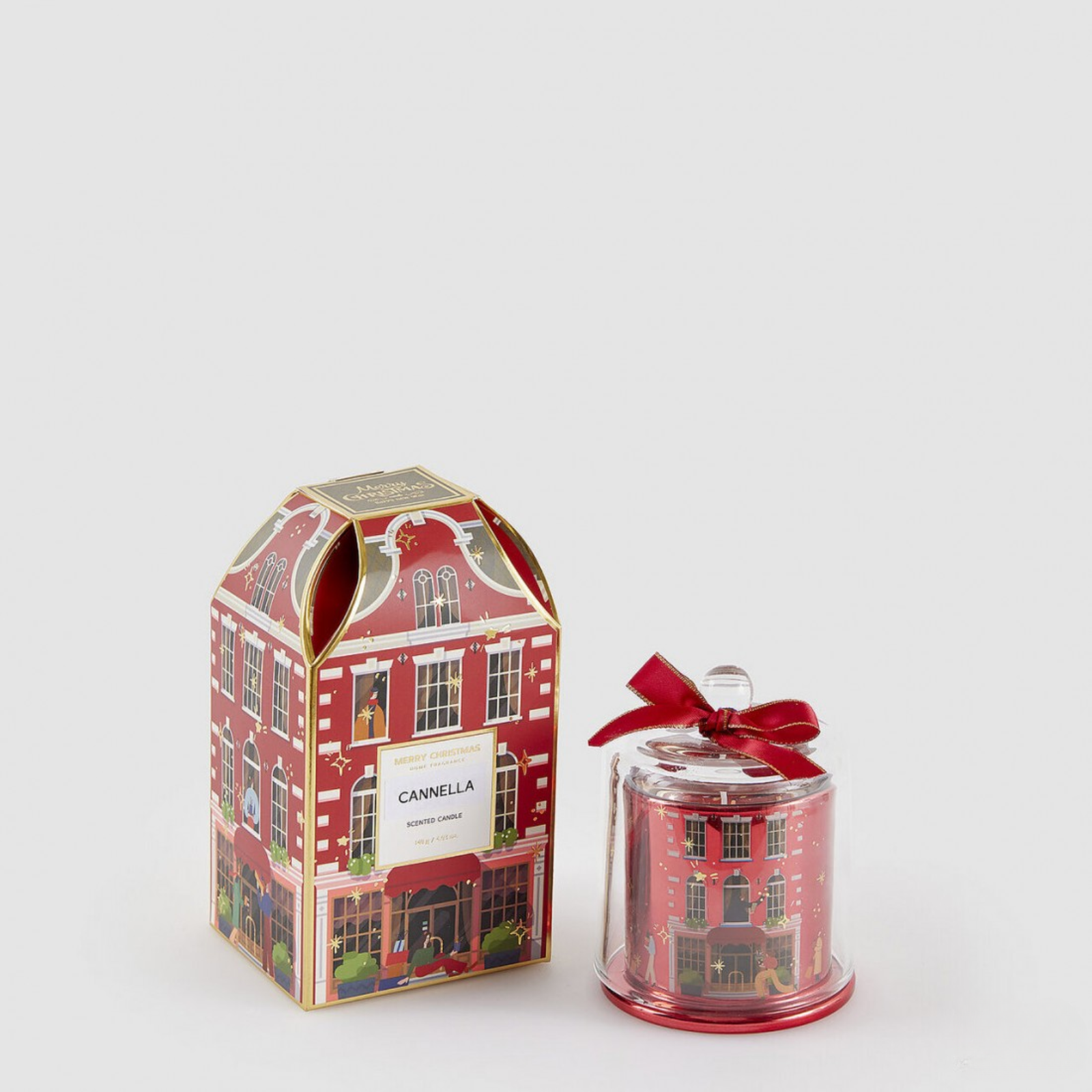 5 EDG Κερί Cannella με γυάλινη καμπάνα και κόκκινο φιόγκο