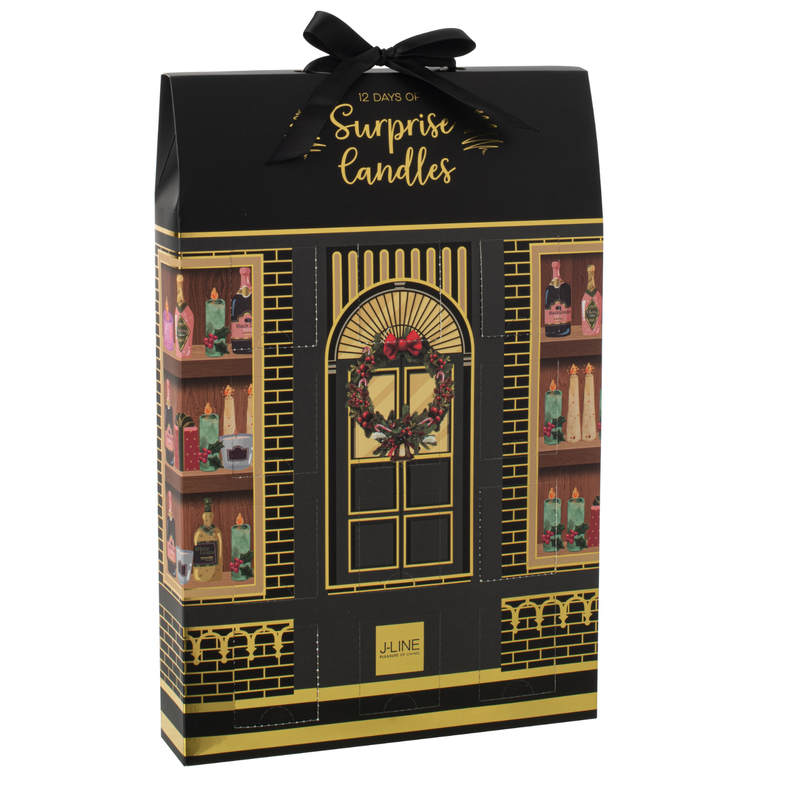 2 advent calendar κεριών 12 ημερών πολυτελές μαύρο κουτί
