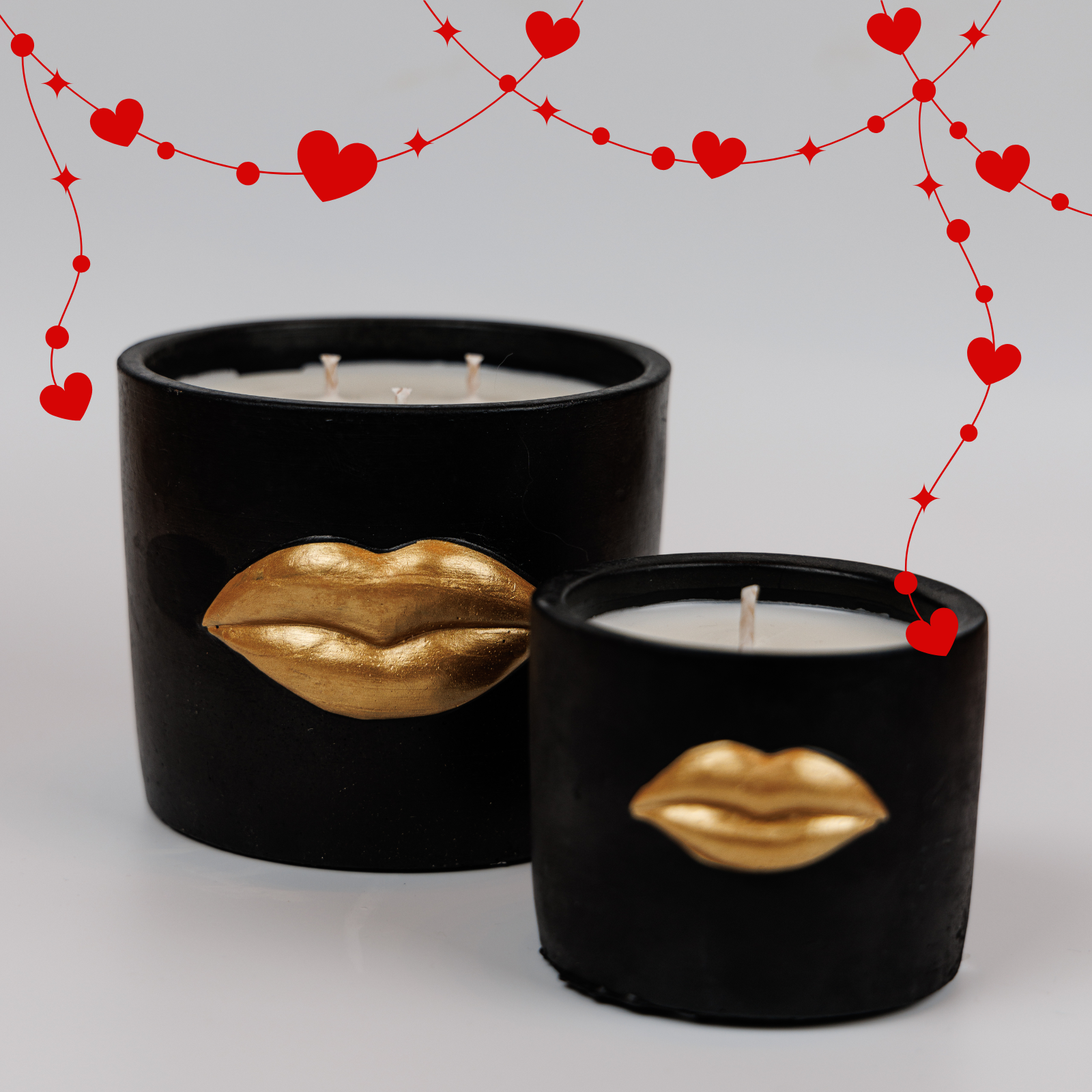 5 golden kiss candle set σετ κεριών αγίου βαλεντίνου μαύρα κεραμικά