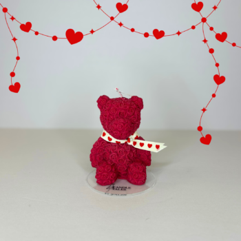 rose bear candle κερί αγίου βαλεντίνου αρκουδάκι με λουλούδια